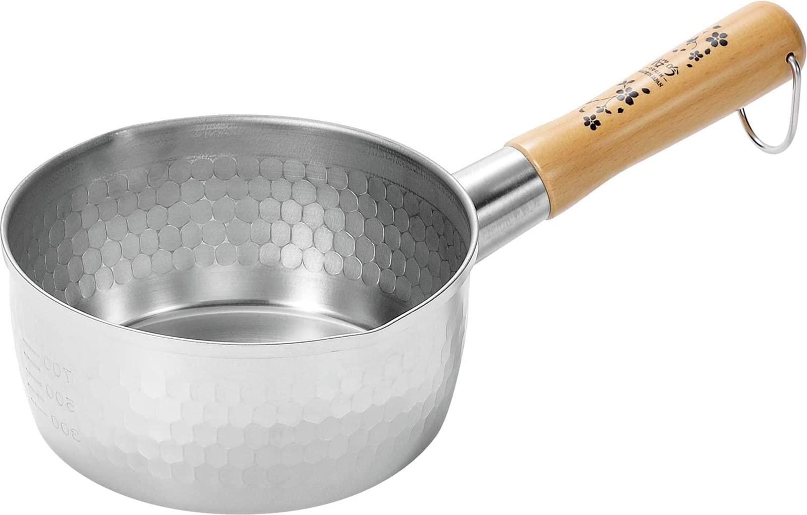 Yokoyama Tsubame Artisan Sakura Gin Stainless Yukihira Pot (Snow-Flat Pot) 15cm IH200V Induction Cooker Compatible OGS-300