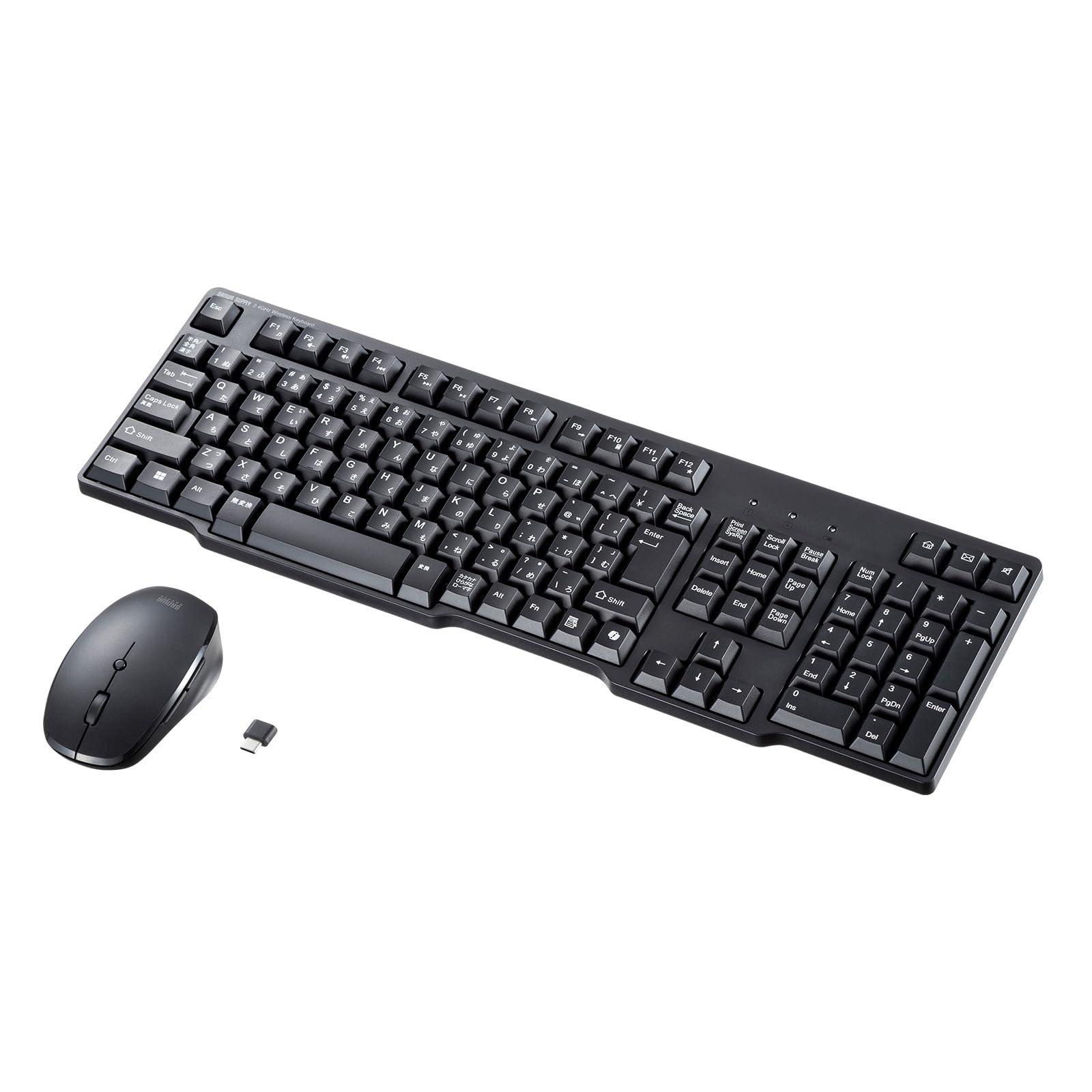 Sanwa Supply 2.4GHz Wireless Keyboard with Silent Mouse, Type-C Connection, Black SKB-WL40CSETBK