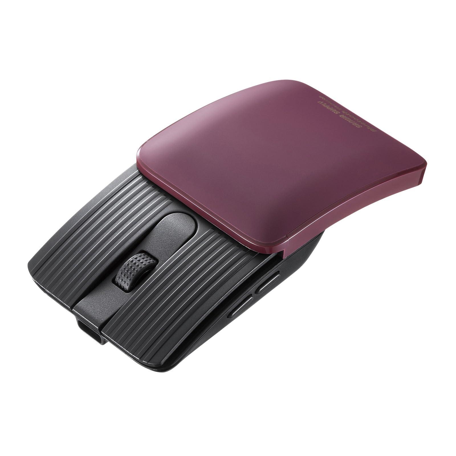 Sanwa Supply Silent Bluetooth Mouse 5-Button Slide Cover for Ultra-Compact Design Rechargeable Type Red MA-BBS526R