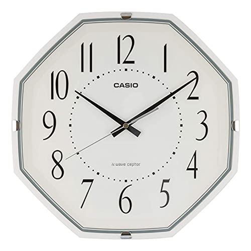 CASIO Wall Clock Radio-Controlled Clock Features Step Second Hand White Analog Octagonal IQ-1007J-7JF