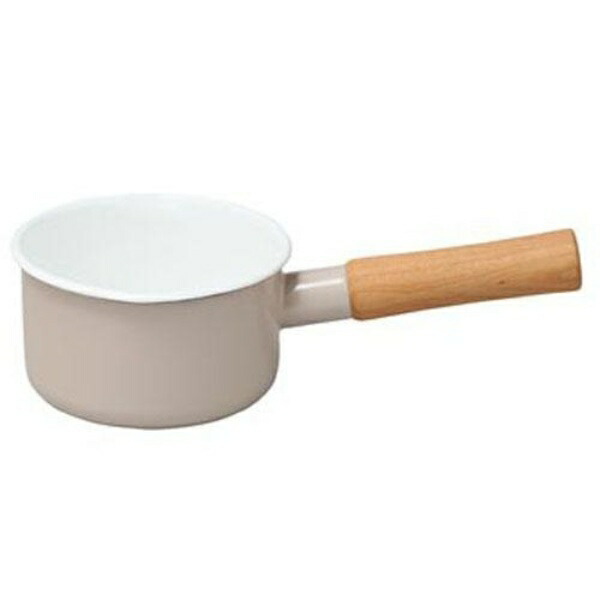 Nodahoro Milk Pan 12cm Enamel Gas Stove Only One-Handed Pot Made in Japan Couleur Beige CL-12MBE