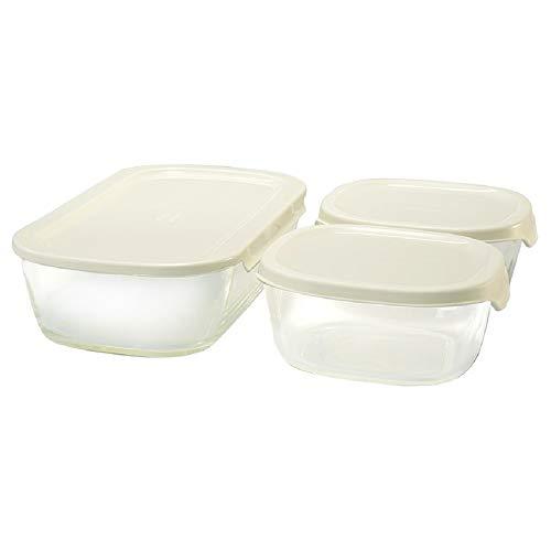 HARIO Stacking Heat-Resistant Glass Container M 3-Piece Set Made in Japan KSTL-M-3006-OW