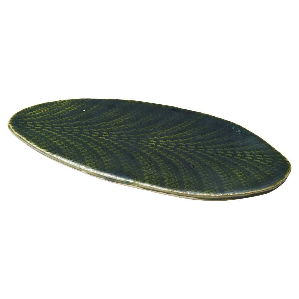 Yamako Yōbi Commercial Use Akatsu-yaki Plate (Large) Black Oribe yamaco08983