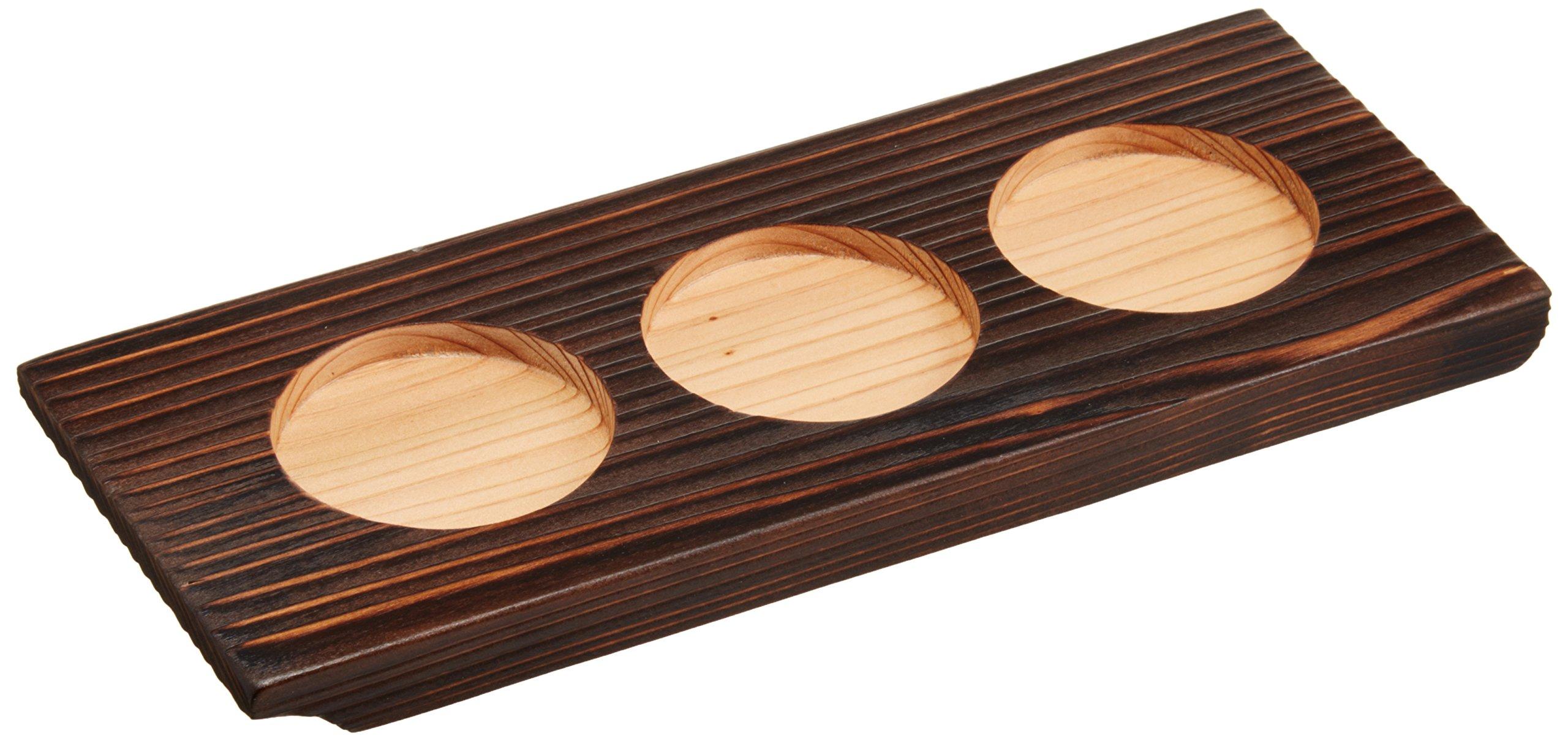 Yamaco Yumi Professional Sake Tasting Tray (3-Hole) Charred Cedar yamaco16228