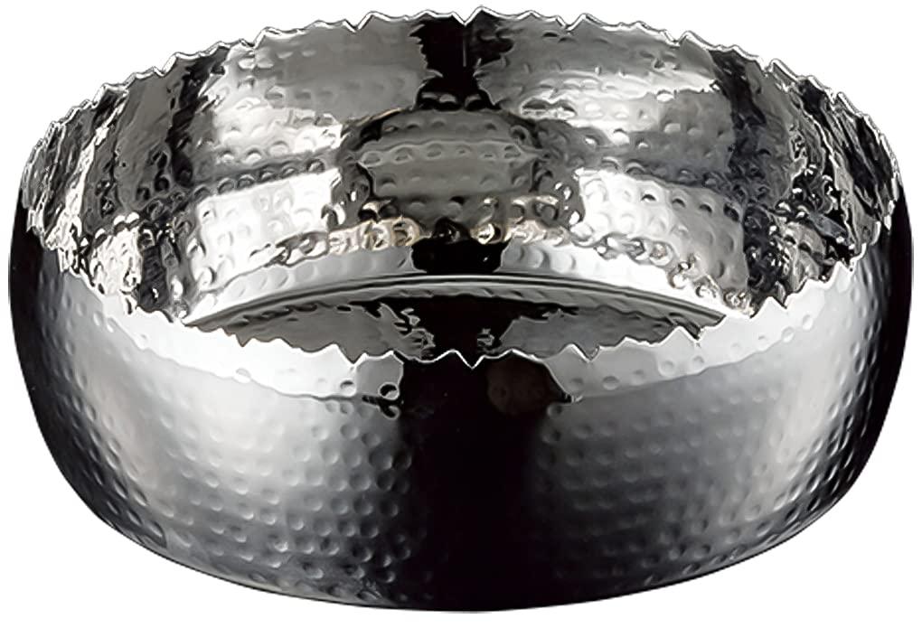 Yamaco Yumi Commercial Use Stainless Hammered Finish Shallow Serving Bowl Medium yamaco23980