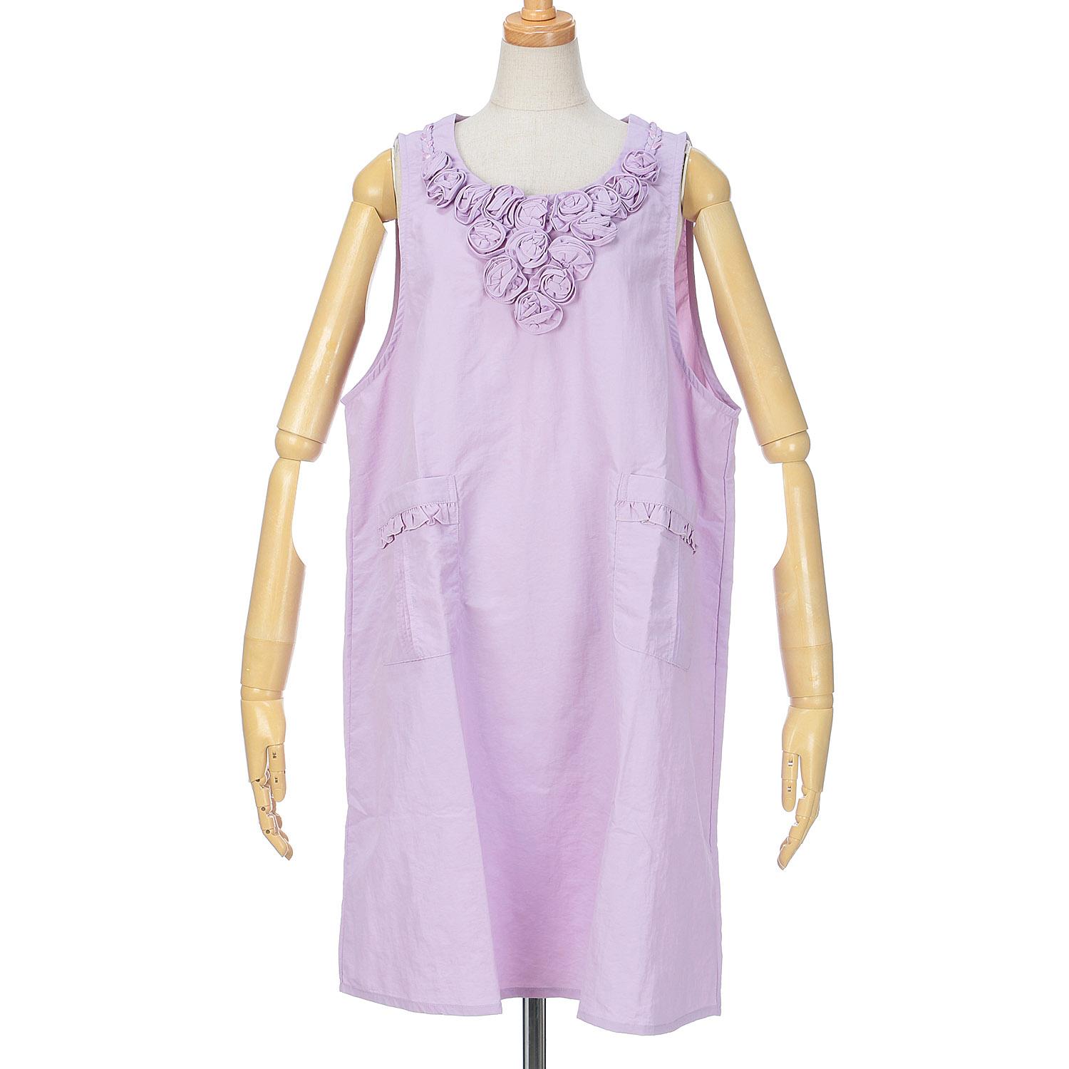 Nylon Rose Motif Back Elastic Apron