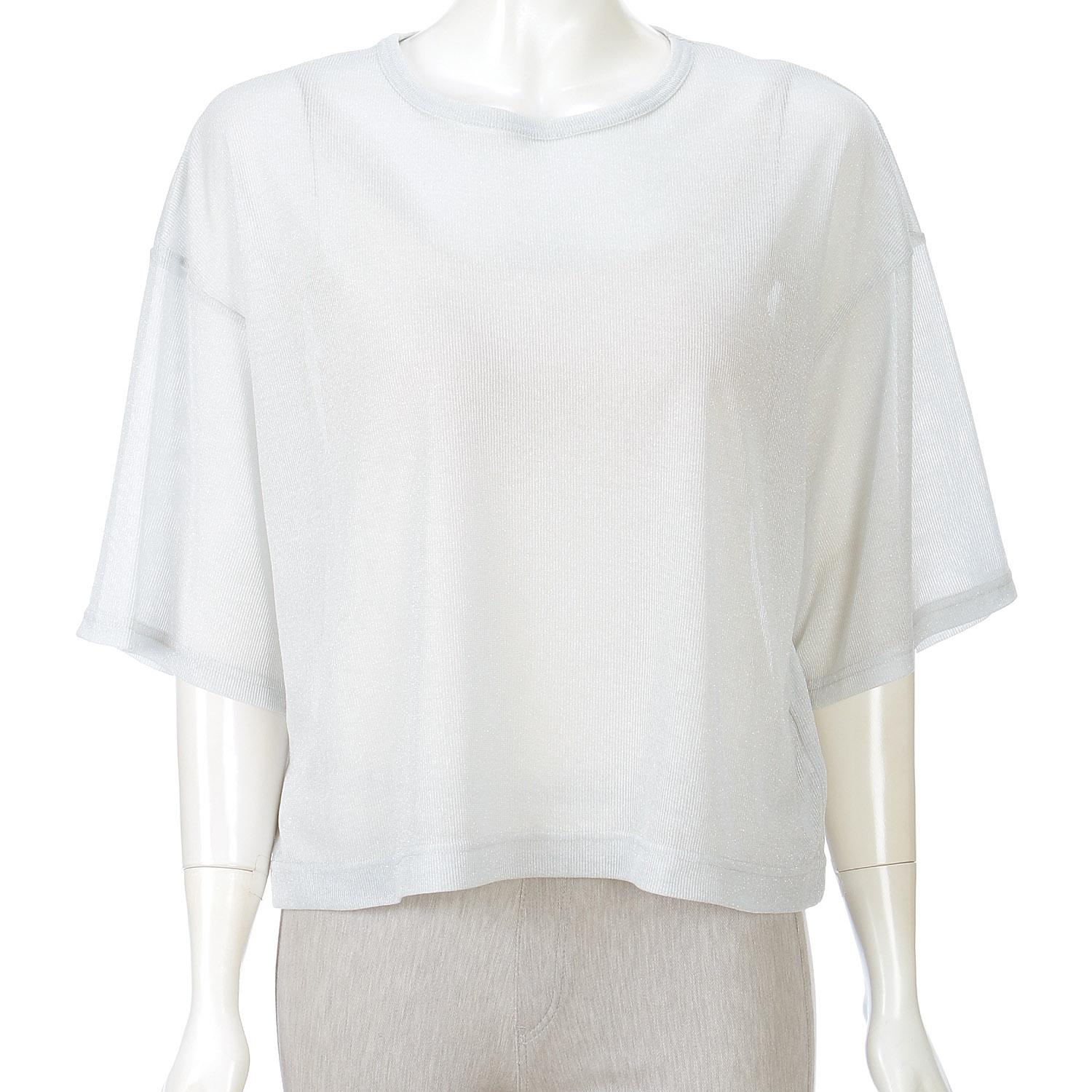 Sheer Lamé Ribbed Pullover