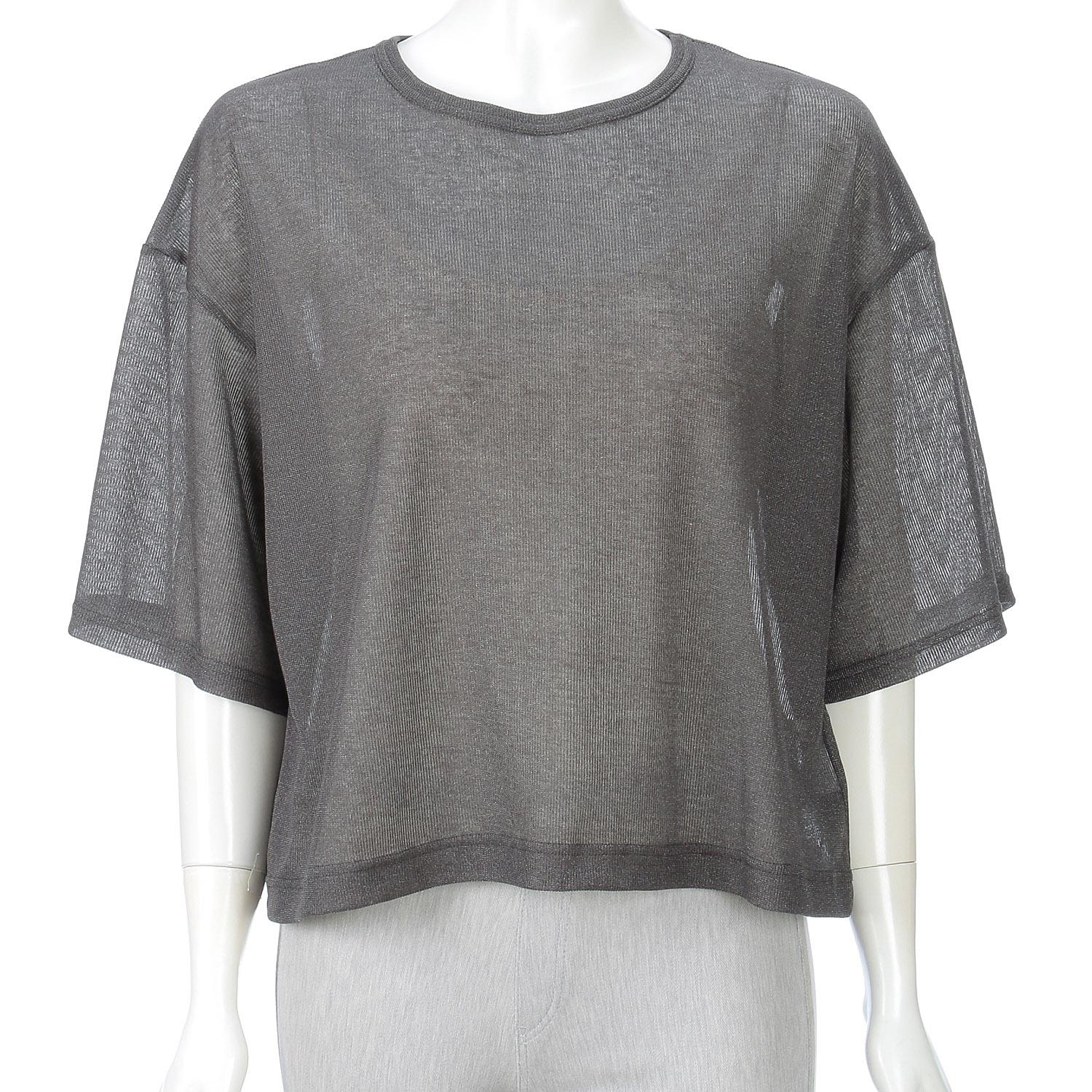 Sheer Lamé Ribbed Pullover