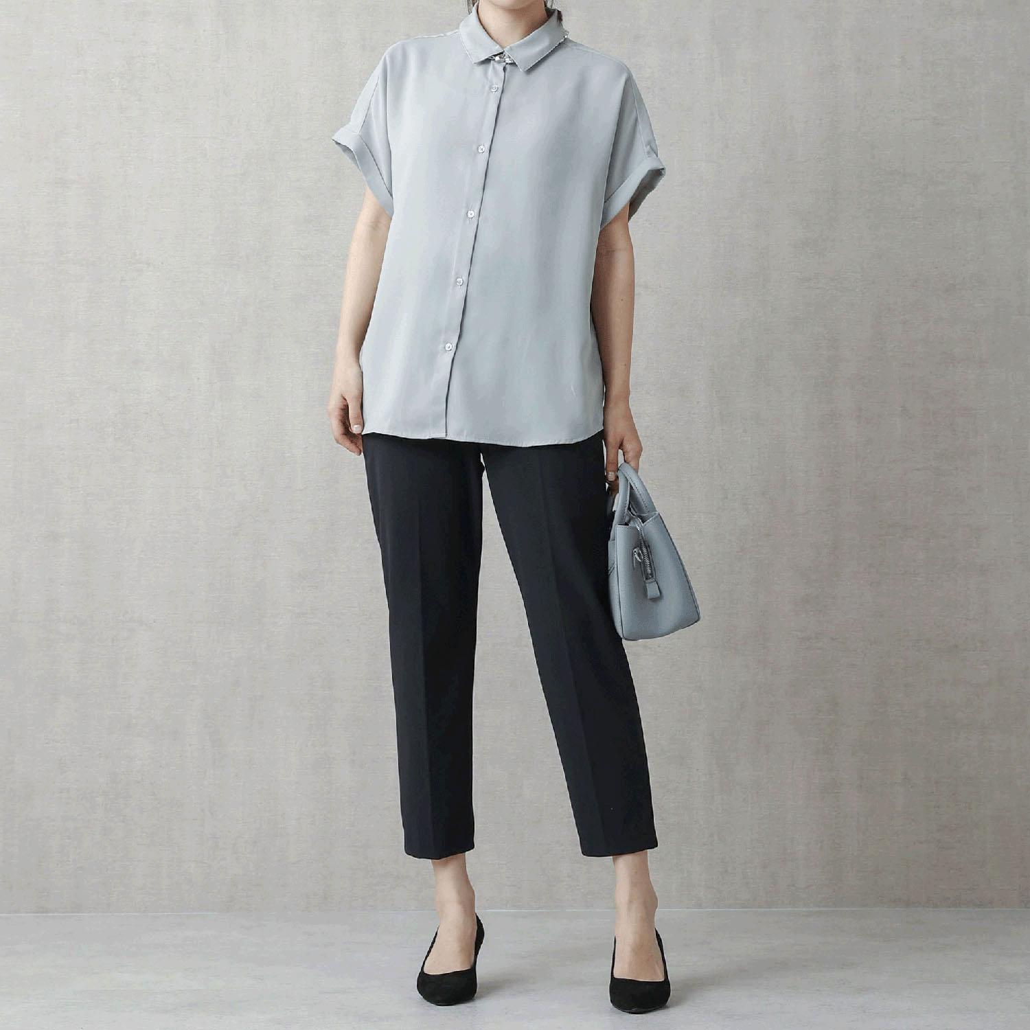 TAKUMIBA Sara Dry Front Pocket Cropped Tapered Pants Black LL (2L)