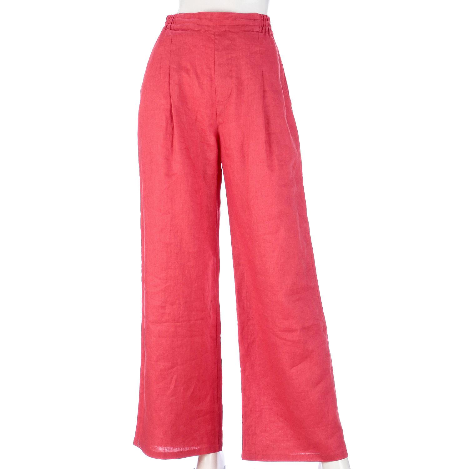 French Linen Wide-Leg Pants 73cm Inseam Brick LL (2L)