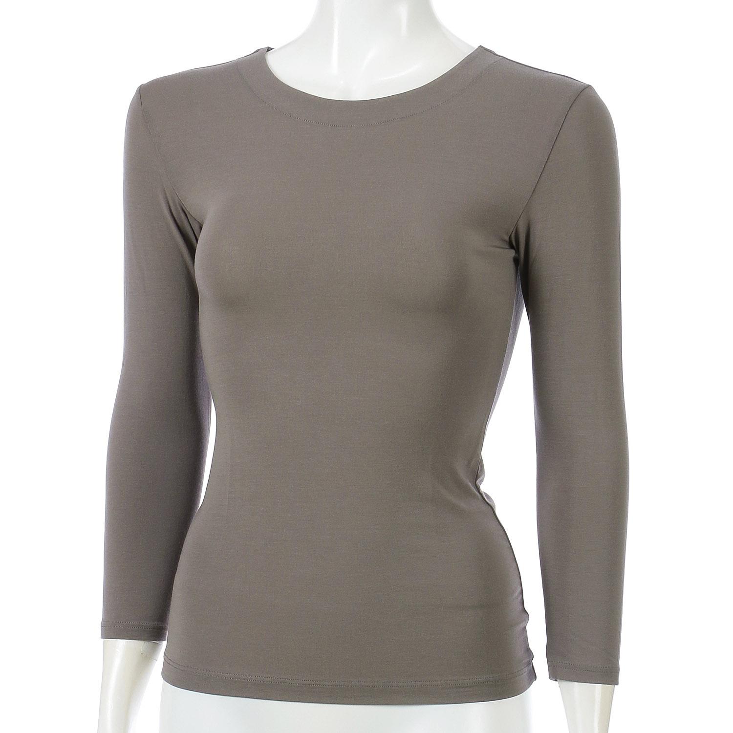 Silky-Smooth Premium Innerwear Narrow Collar, 3/4 Sleeve M/L Jouaie Dark Gray L