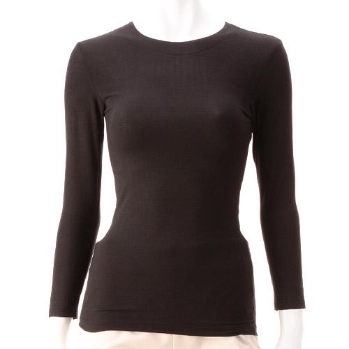 Silky-Smooth Premium Innerwear Narrow Collar, 3/4 Sleeve M/L Jouaie Black M