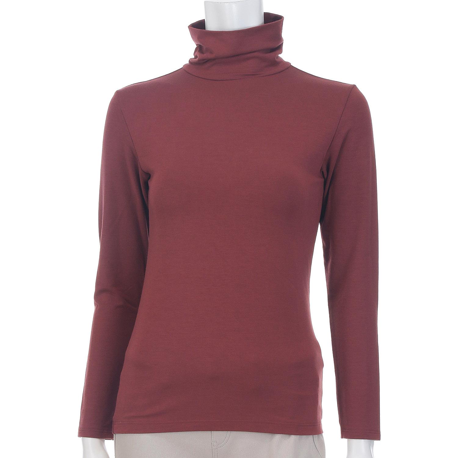 Ultra-Soft Premium Innerwear Turtleneck Long Sleeve M/L Jouaie Burgundy M