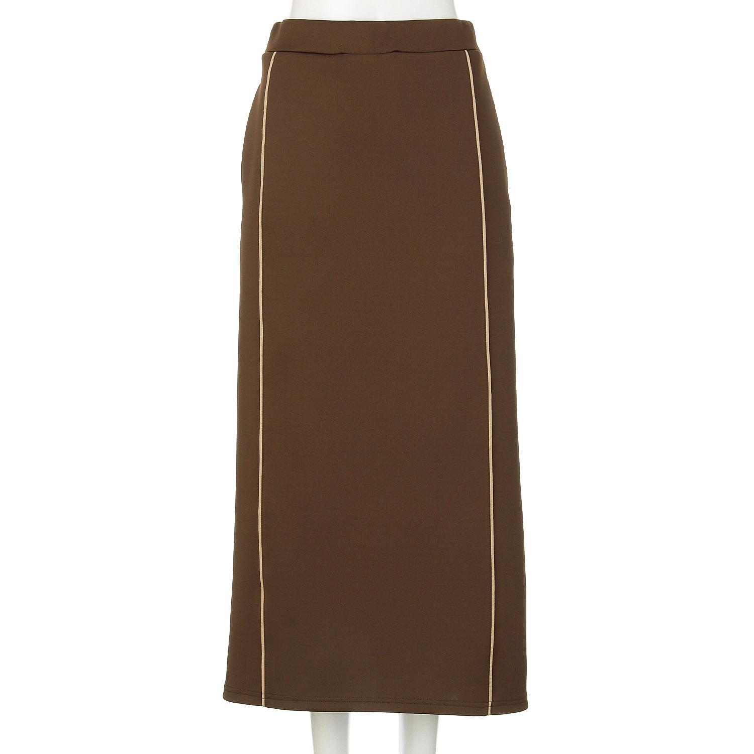 Cardboard Color-Block Piping Skirt - Brown - M