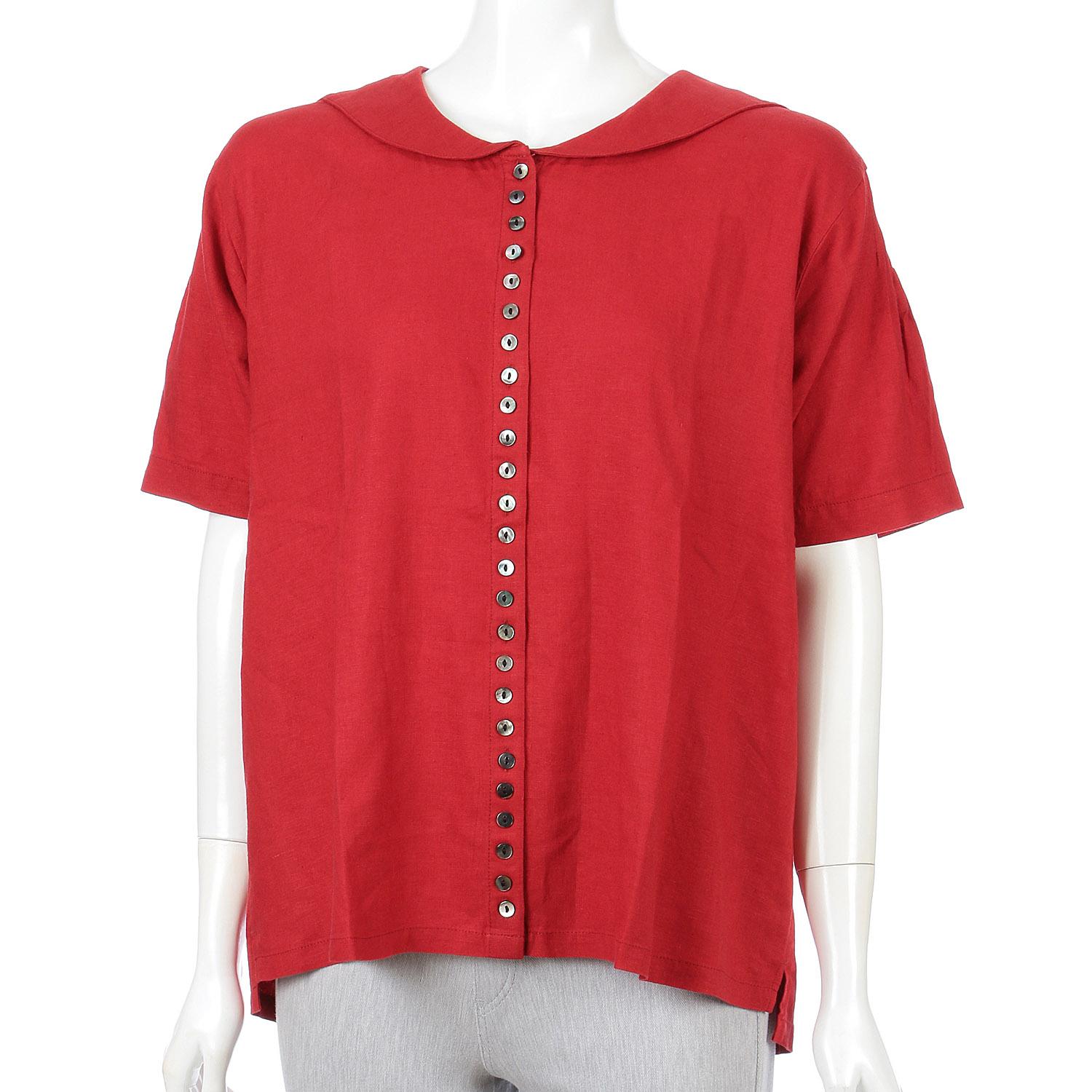 YURK enjoys the Many Button Shirt in Red, size F (Free)