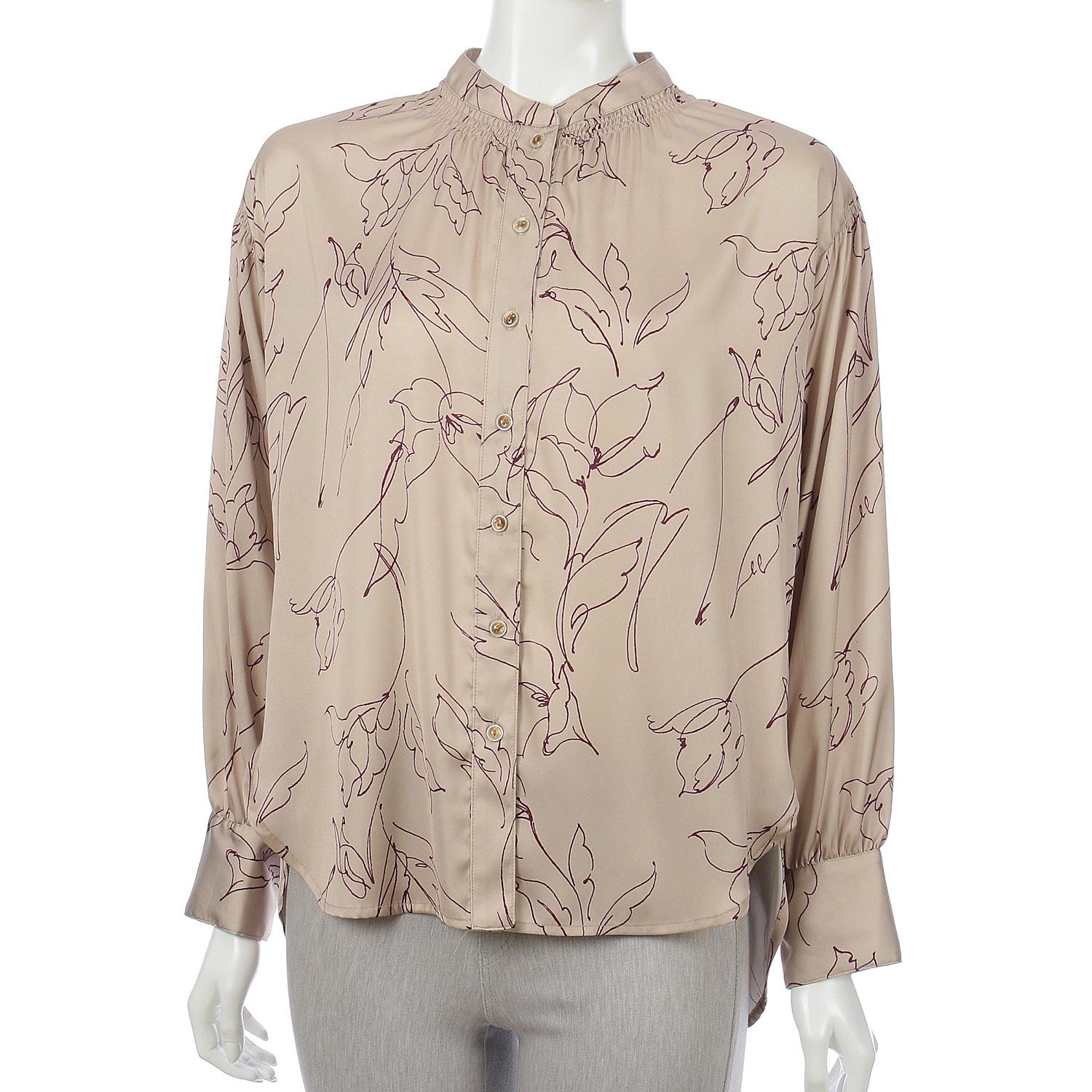 Curved Pattern Print Blouse