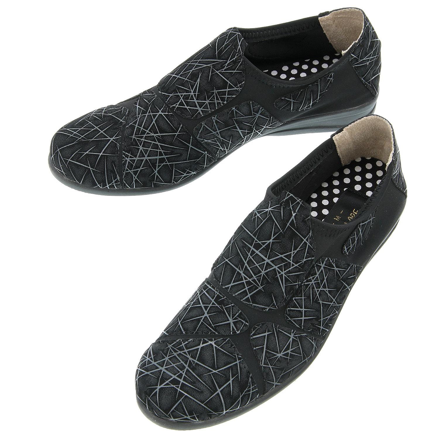 POPOLARE Super Stretch Shoes Streamlined Pattern Black LL (2L)