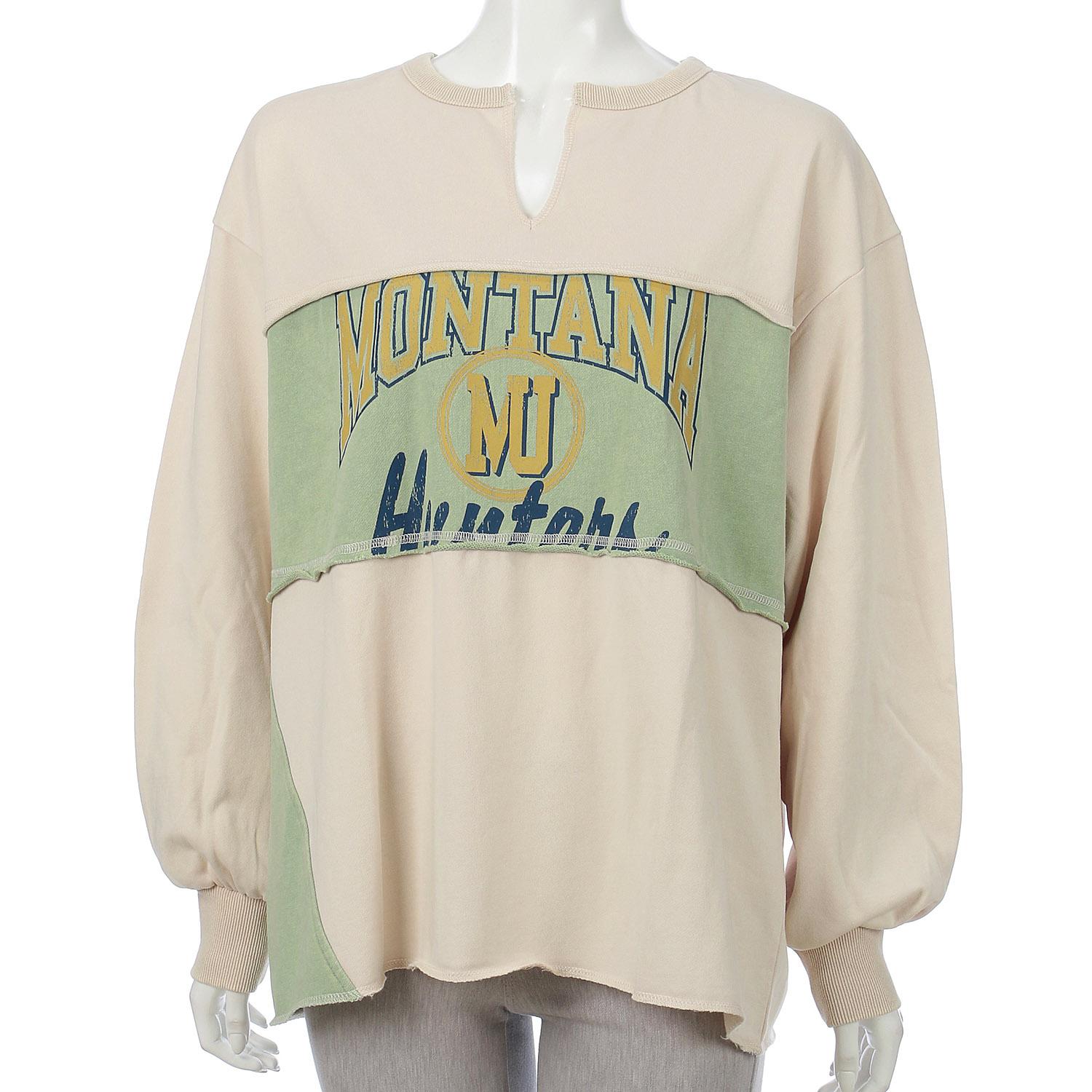 CUBE SUGAR Brushed Powder-Coated Sweatshirt Remake-Style Paneled Pullover