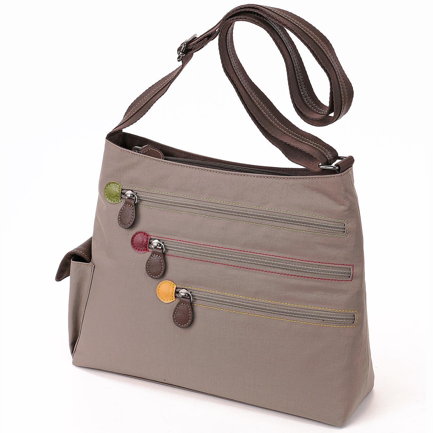Color Zipper Shoulder Bag - Greige