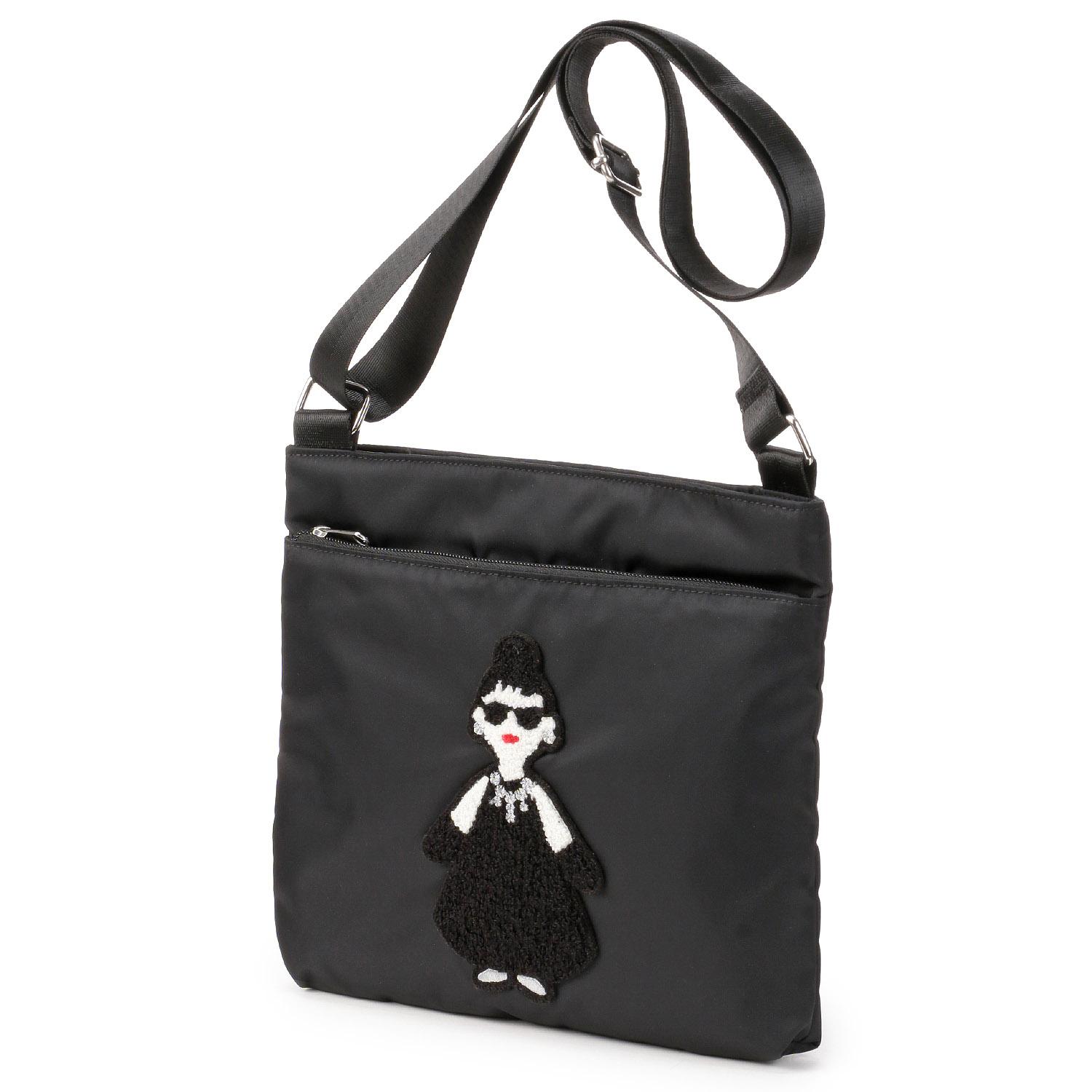 HAPPY FACE Lady Emas Square Shoulder Bag - Black