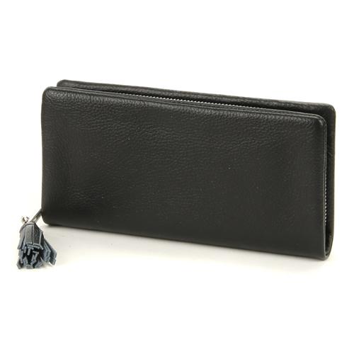 BEAURE SECOND Cowhide Leather Long Wallet - Black