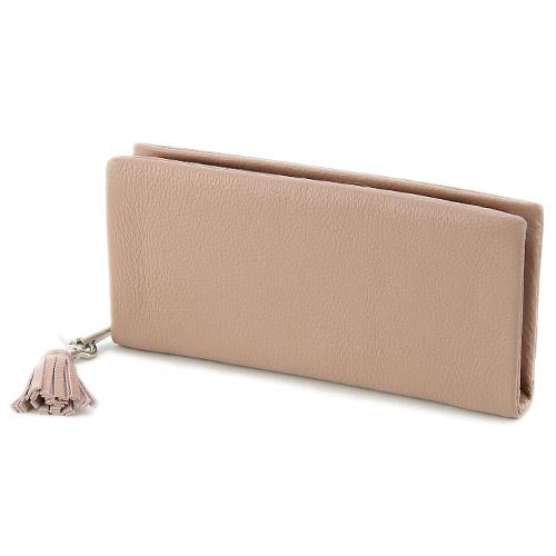 BEAURE SECOND Cowhide Leather Long Wallet Pink