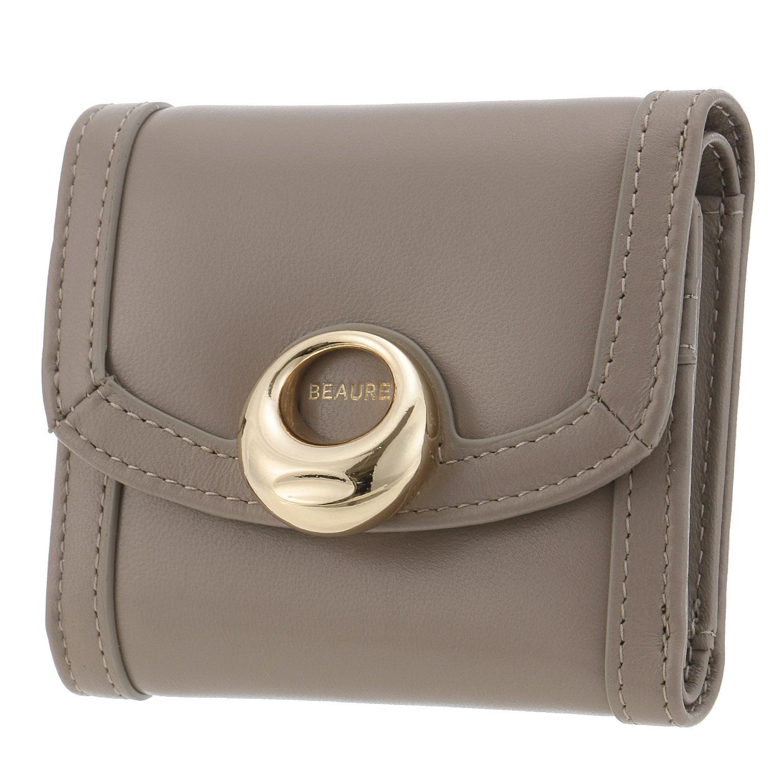 BEAURE Metal Button Wallet - Greige