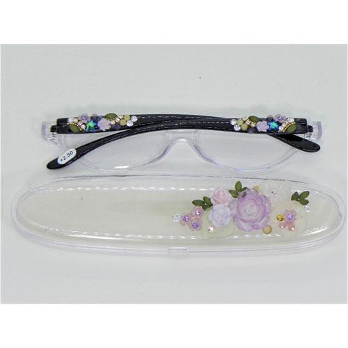Decorative Reading Glasses Purple Rose Prescription: +3.0