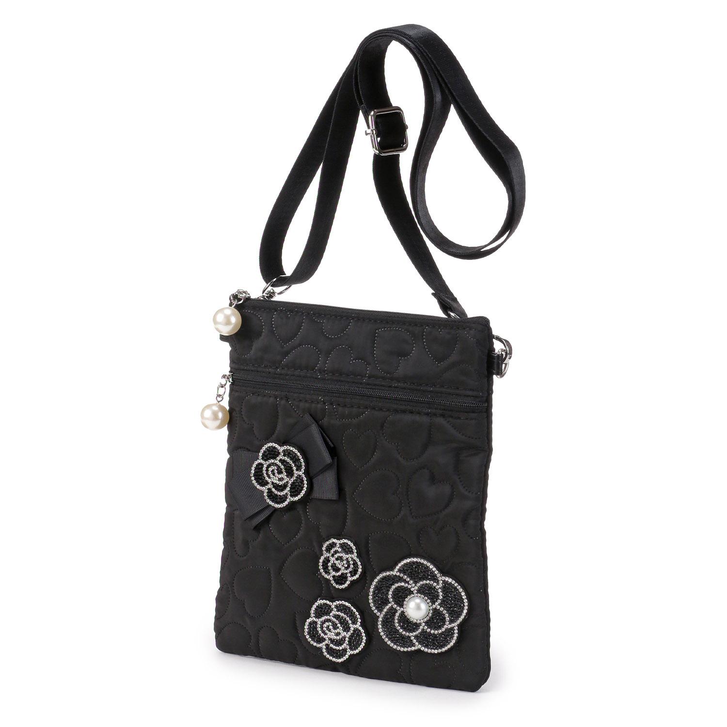 Decorative Heart Quilted Double-Zipper Pouch