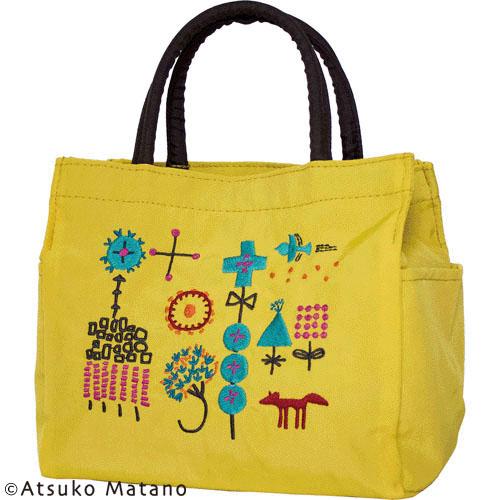 ATSUKO MATANO Embroidered Gusseted Tote Small Forest (Yellow)