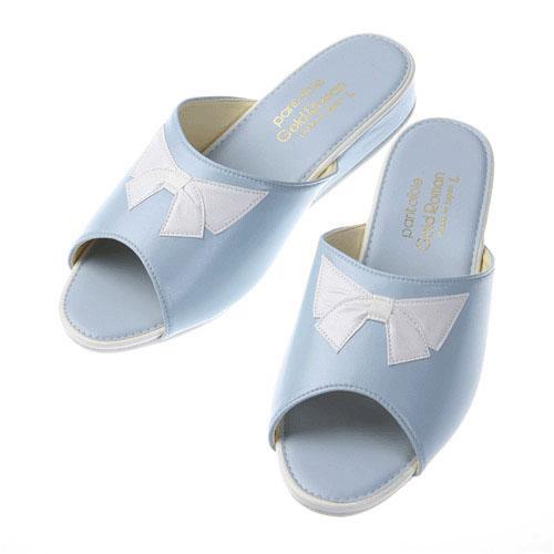 Synthetic Leather Ribbon Heel Slippers