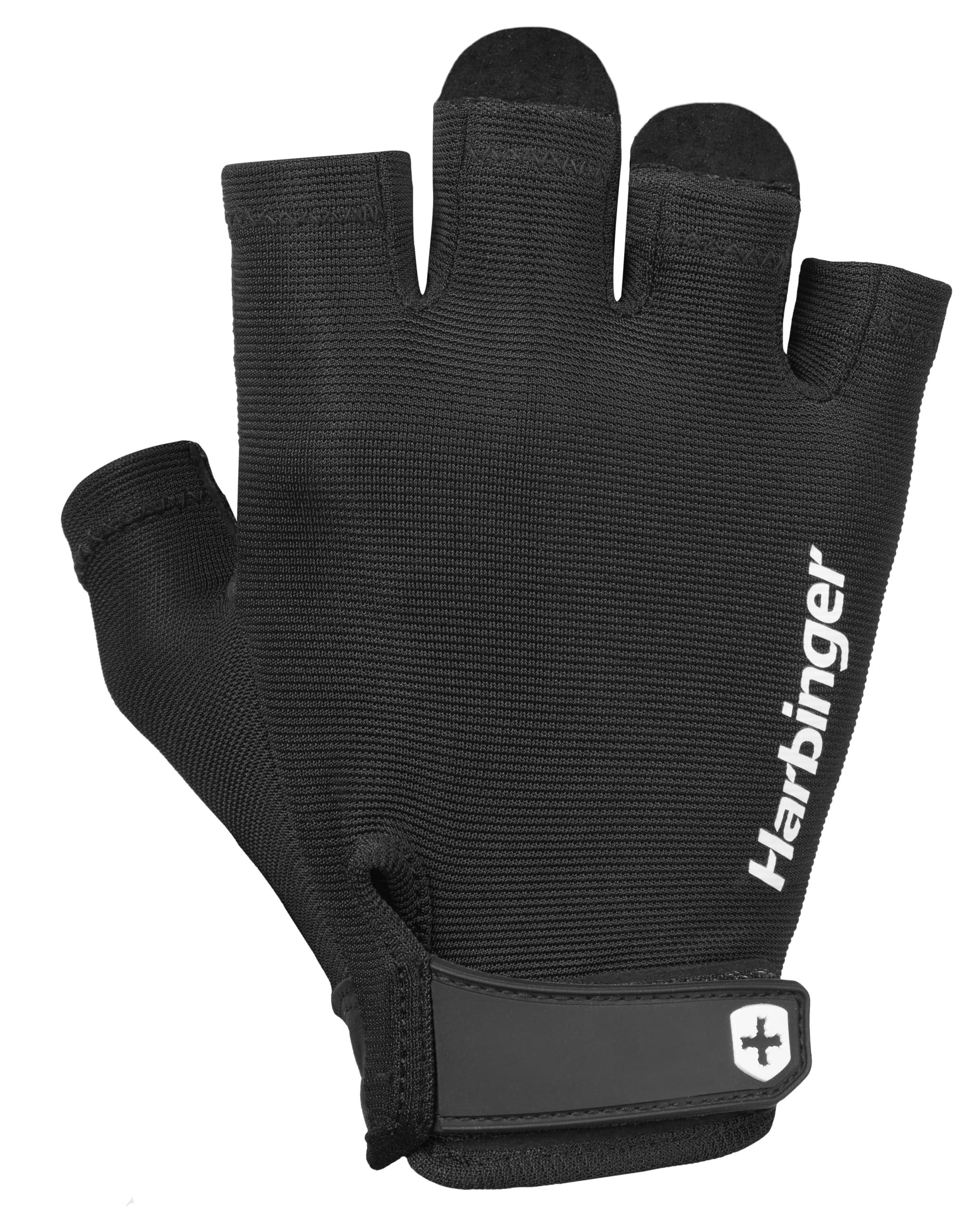 Harbinger Training Gloves for Strength Training and Fitness Power Gloves 2.0 Black L (Wrist Circumference: 20.3-21.6cm) 222259