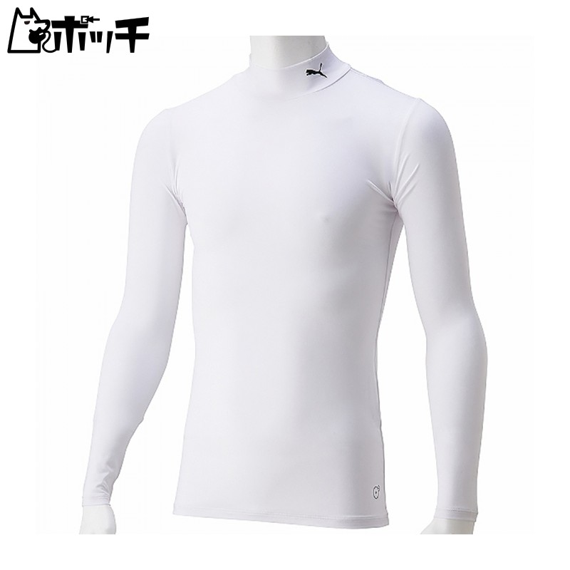 PUMA Compression Inner Shirt Long Sleeve High Neck Innerwear Mock Neck LS Shirt Junior 656331 Kids Fall/Winter 2024 Colorway PUMA White/Black (04) Japan Size 160 (-)