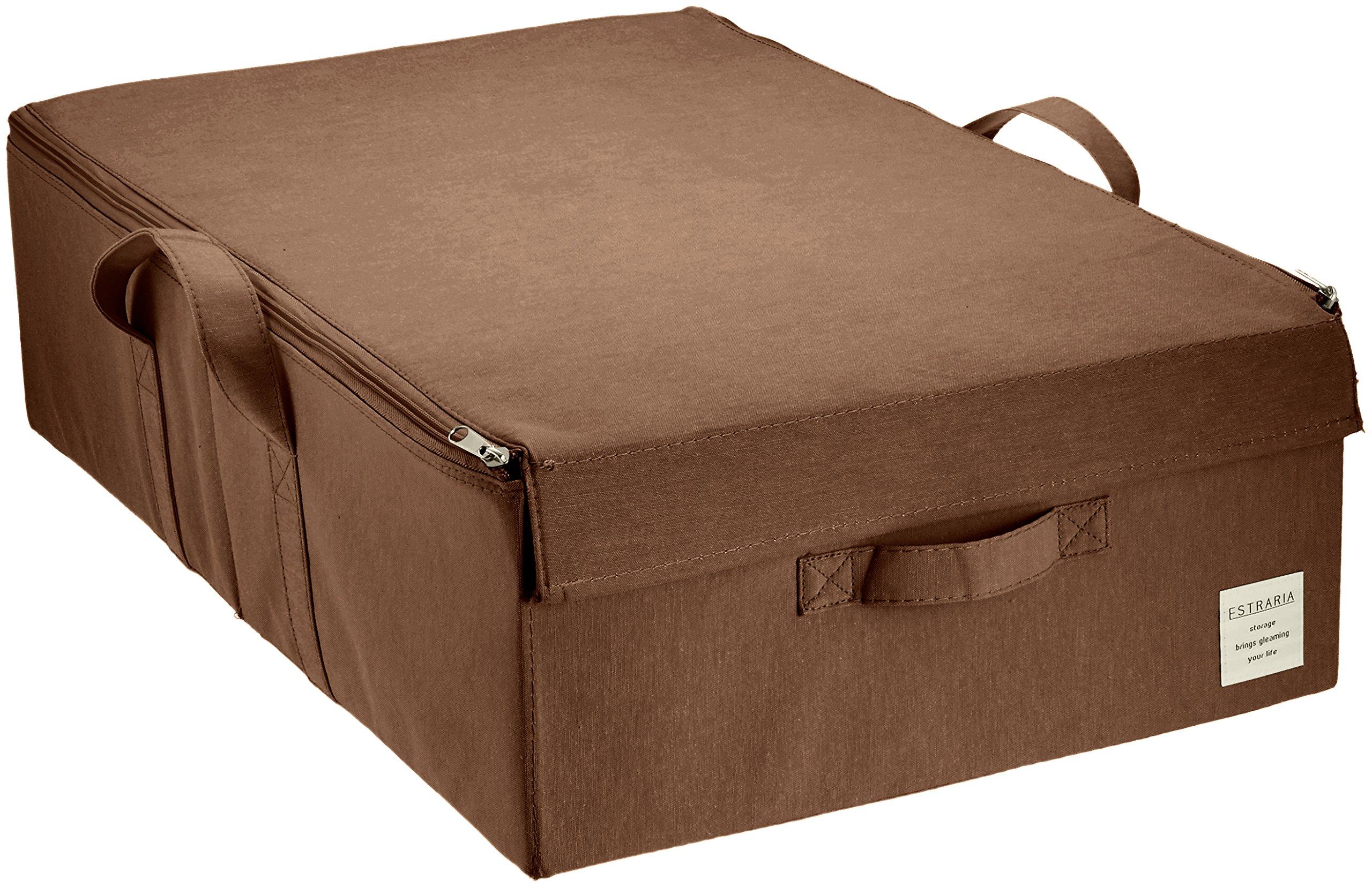 Toyo Case Strelia Nature Case Storage Box with Lid Under-Bed Storage Width 39 x Depth 60 x Height 18cm Brown ESTN-CBUB-BR