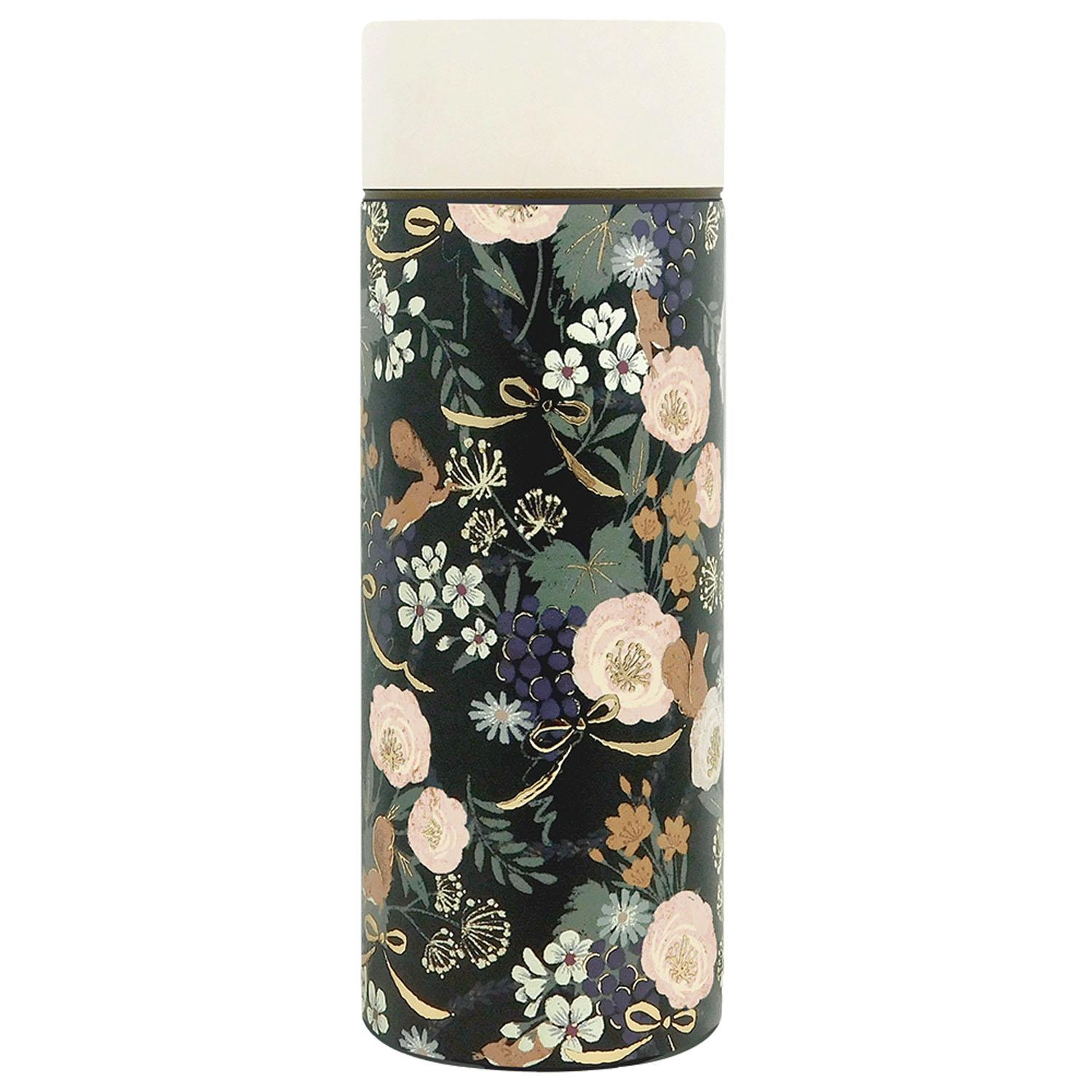 Tomoko Hayashi Stainless Steel Bottle 300ml 02 Squirrel and Flowers