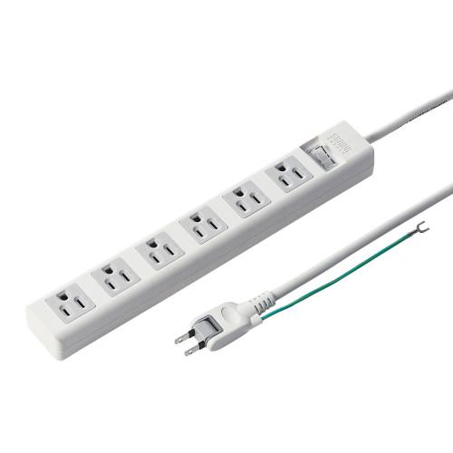 AC125V/15A x 5m Tap (6 outlets / 3-pin / with master switch)