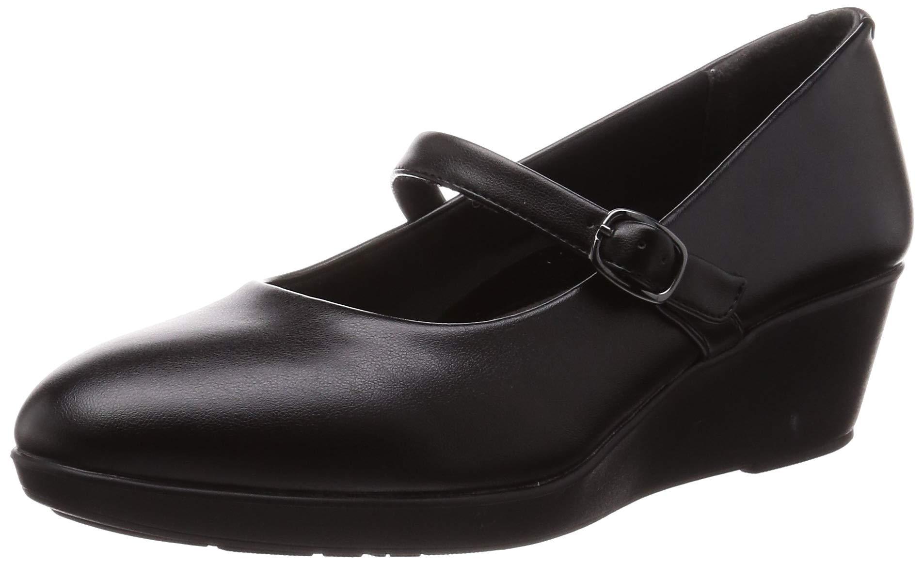 [Lady Worker] Pumps ASICS Trading Wedge Sole Pumps Wide Width 3E Equivalent 5cm Heel LO-17530 Women's Black 22 cm 3E