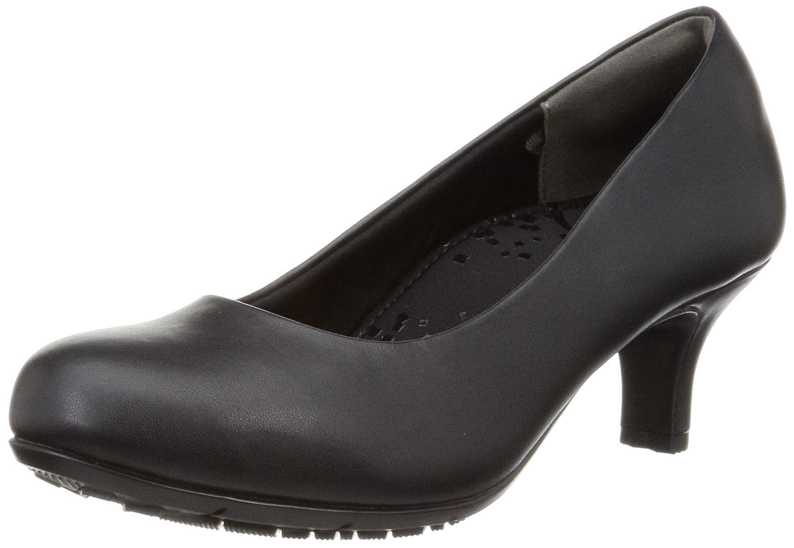 [Lady Worker] Pumps ASICS Trading Beauty Care Pumps Wide Width 3E Equivalent Round Toe Women's LO-18610 Black Smooth 22.5 cm 3E