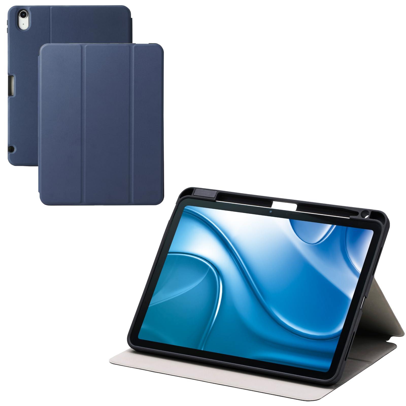 ELECOM 11-inch iPad Air (M3/M2) Flap Case Shock Absorption Pencil Storage Sleep Mode Compatible Navy TB-A25MSANV
