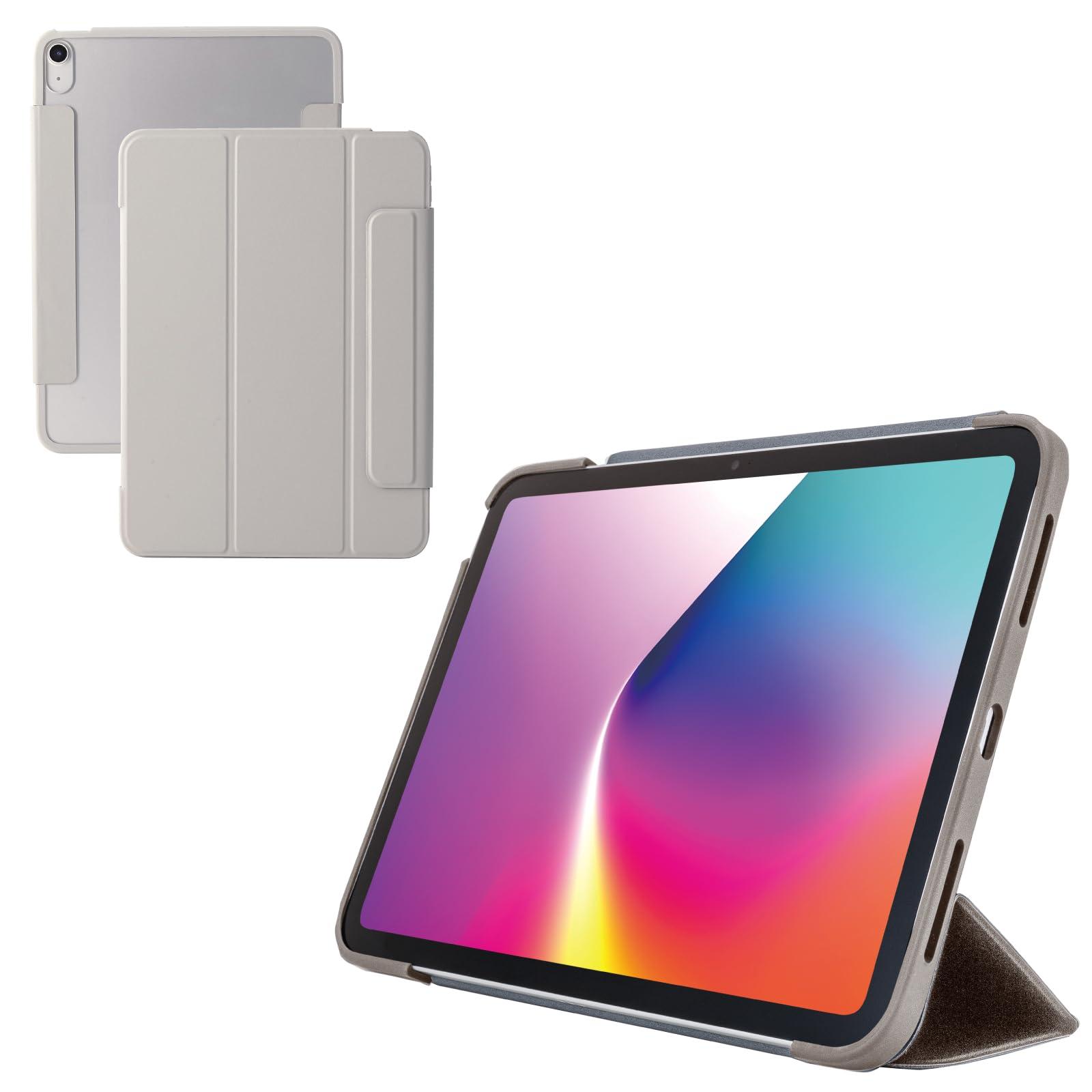 ELECOM 11-inch iPad Air (M3/M2) Flap Case Slim & Lightweight Color Edge Clear Back Gray Beige TB-A25MWVFCGB