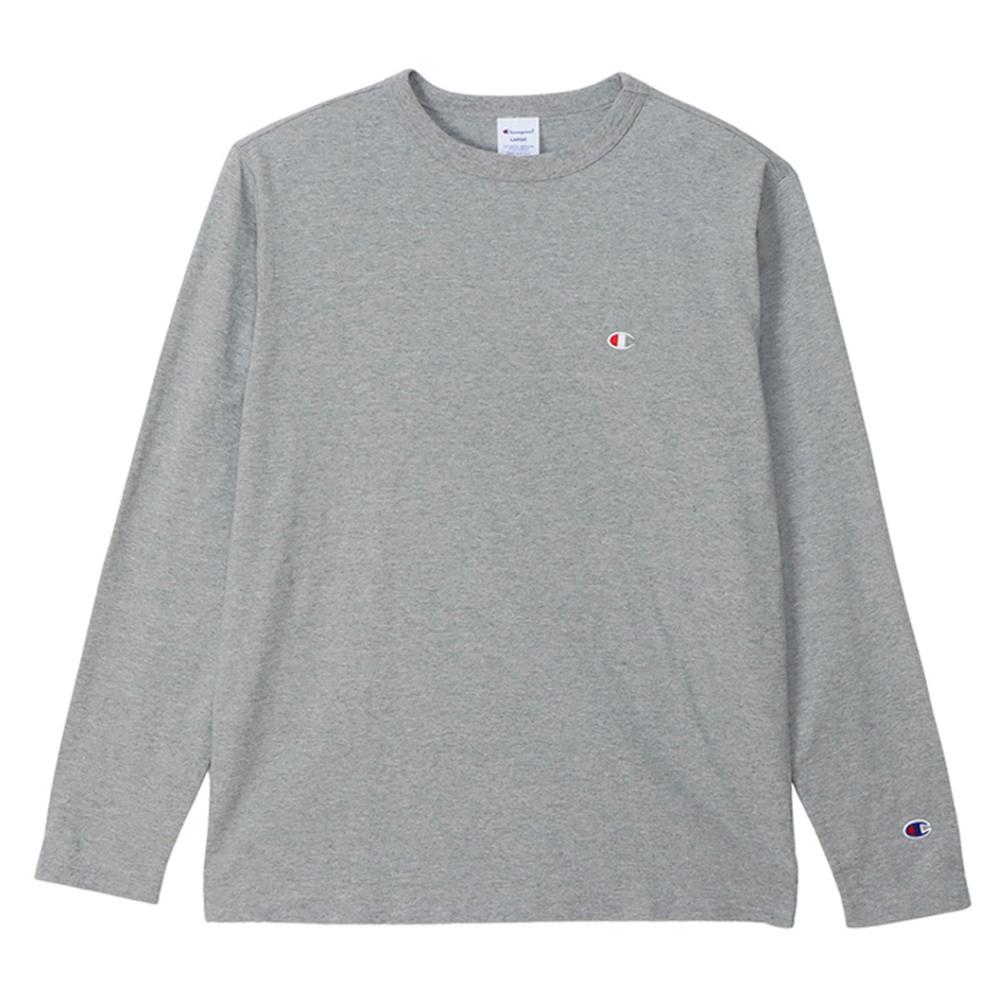 [Champion] Long-Sleeve T-Shirt 100% Cotton Classic Single-Point Logo Embroidery Long-Sleeve T-Shirt C3-Y428 Men's Oxford Grey