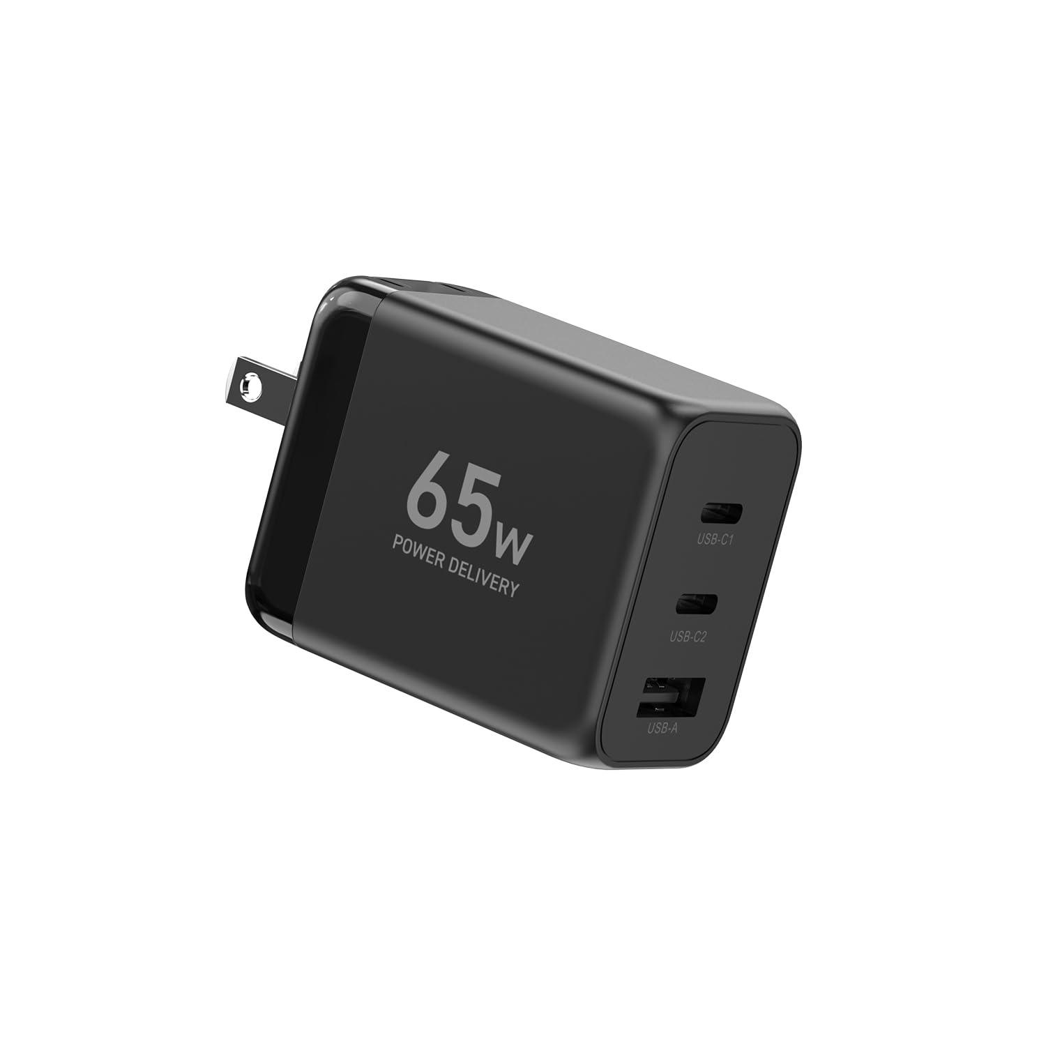 YAMAZEN PD-Compatible USB Adapter & Cable Set 65W C×2 & A×1 Ports YPD-65CCA 1 Unit