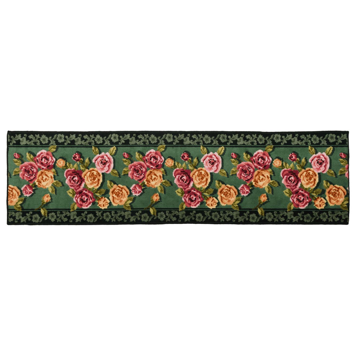 Elegant Rose Kitchen Mat 45×240 63 Green