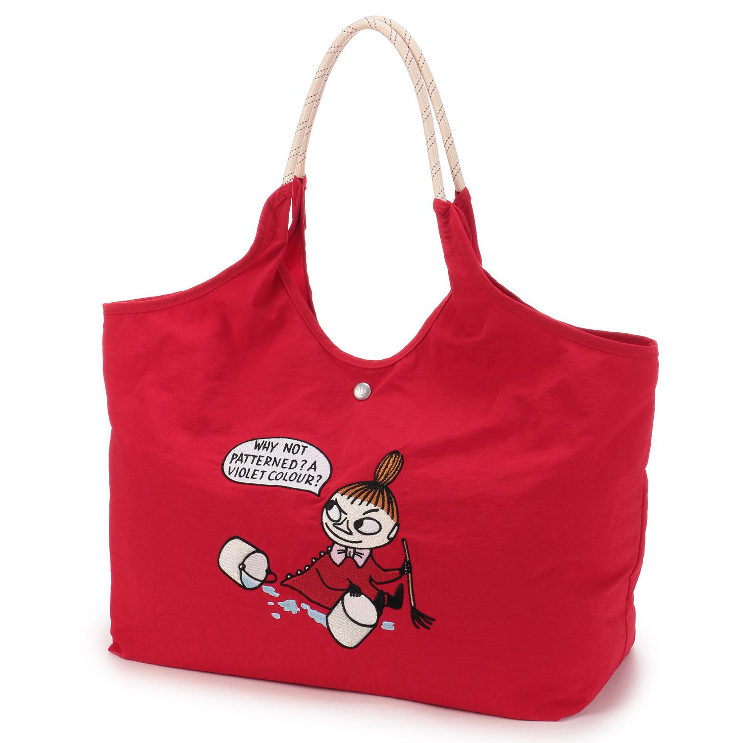 MOOMIN Nylon Embroidered Tote Bag - Red - N Red