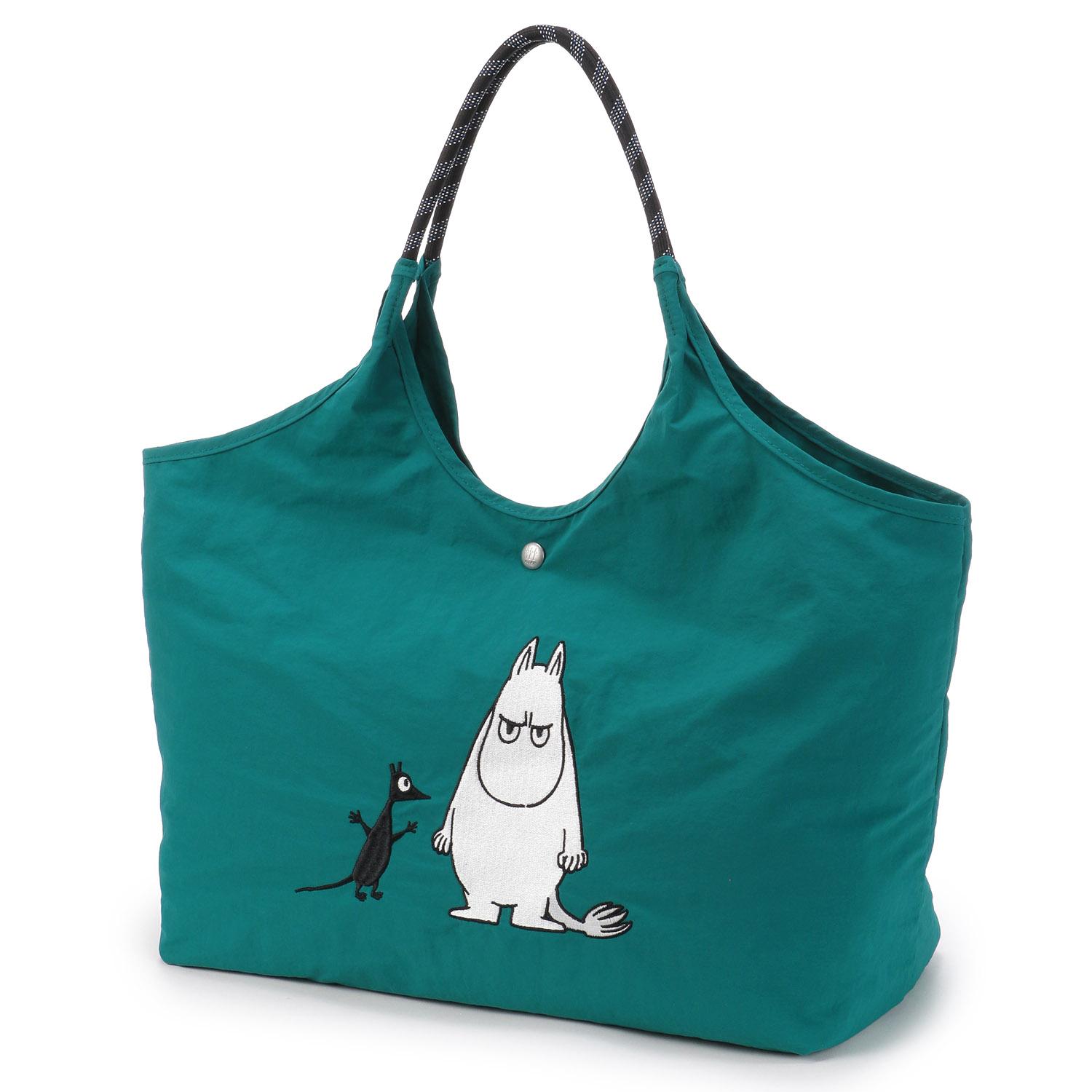 MOOMIN Nylon Embroidered Tote Bag, Green