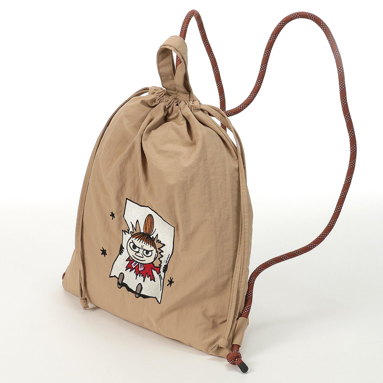 MOOMIN Embroidered Drawstring Bag - Beige