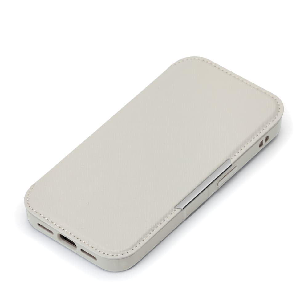 PGA iPhone 16e Glass Flip Case Pursuing Design and Functionality Saffiano-Style / Gray PG-25KGF05GY