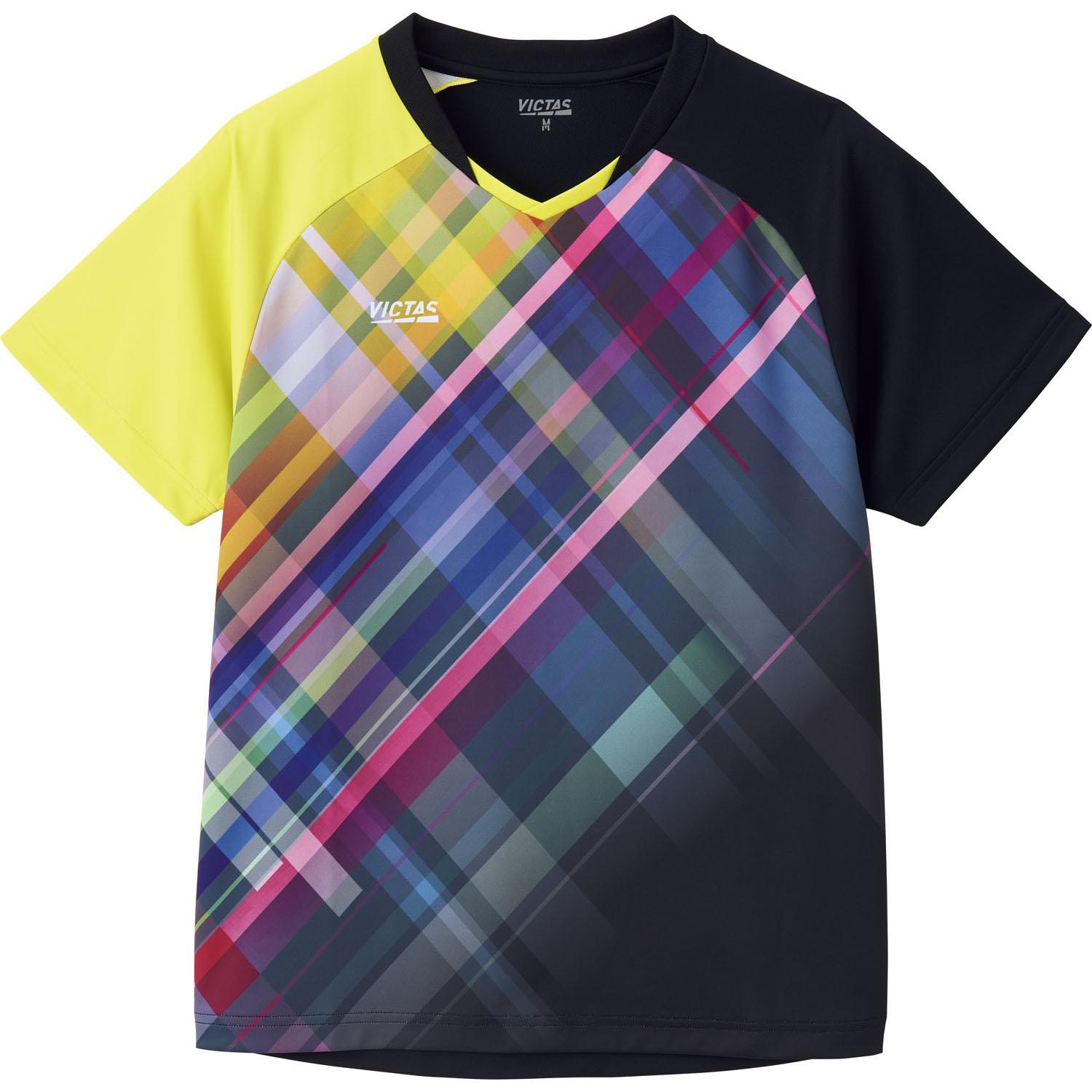 [VICTUS] Table Tennis Uniform J.T.T.A. (Japan Table Tennis Association) Official Sweat-Wicking Quick-Dry Unisex Gradient Check Game Shirt Black XS 612501