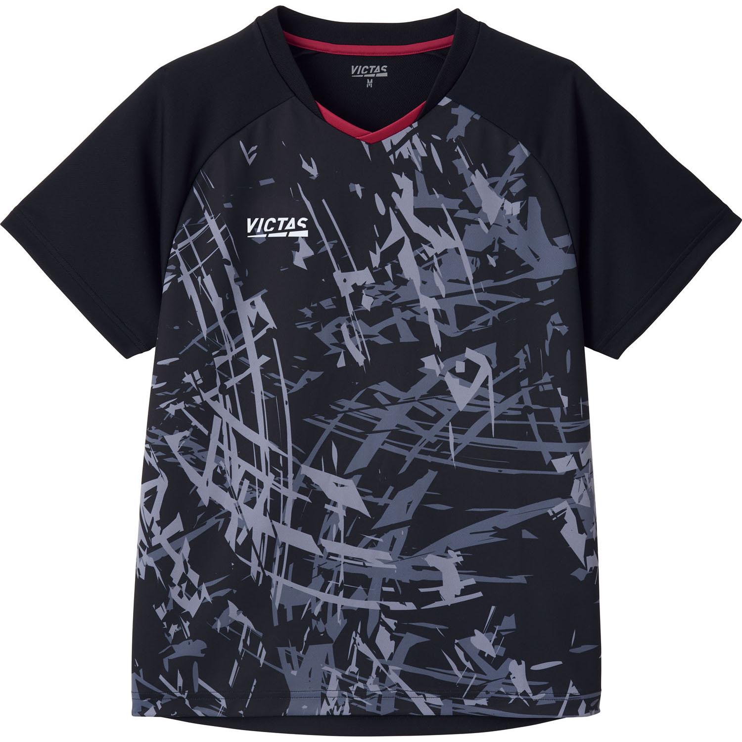 [VICTAS] Table Tennis Uniform J.T.T.A (Japan Table Tennis Association) Official Sweat-Wicking Quick-Dry Unisex Streeck Game Shirt Black L 612503