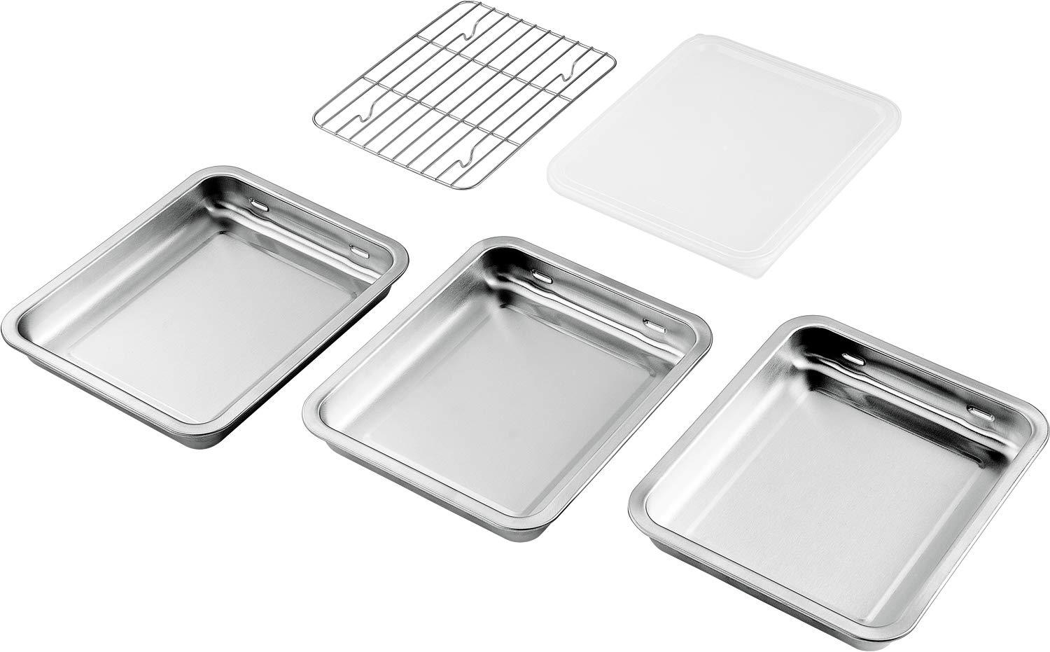 Yokoyama SUS・ga Stainless Steel Pot Set (3-Piece with Lid & Mesh) 25.2×20.5cm SUS-B700